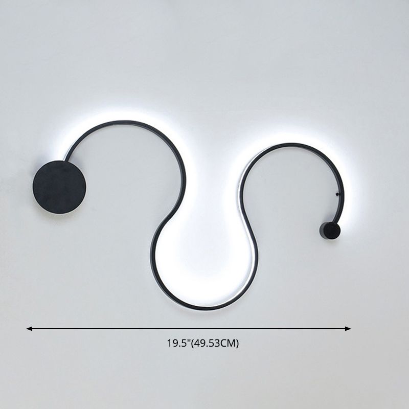 Modern Creative Simple Curved Aluminum LED Black Wall Lights