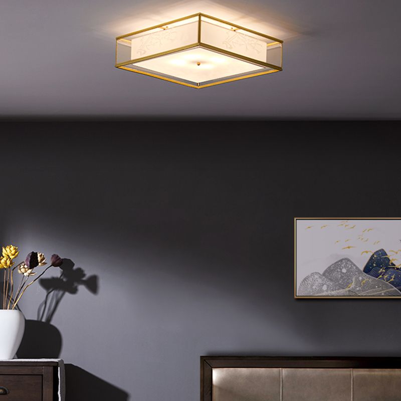 Plafonnier à abat-jour en tissu, lampe encastrée multi-ampoules de Style asiatique pour le salon