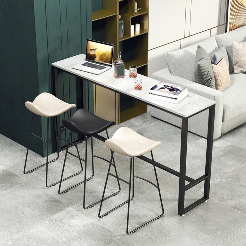 Industrial Style Rectangle Bar Table Faux Marble Bar-Height Bar Dining Table