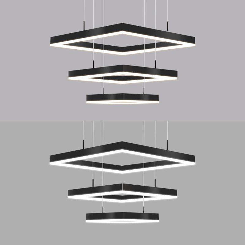 Accesorios de iluminación de lámparas cuadradas modernas Luz de araña de metal