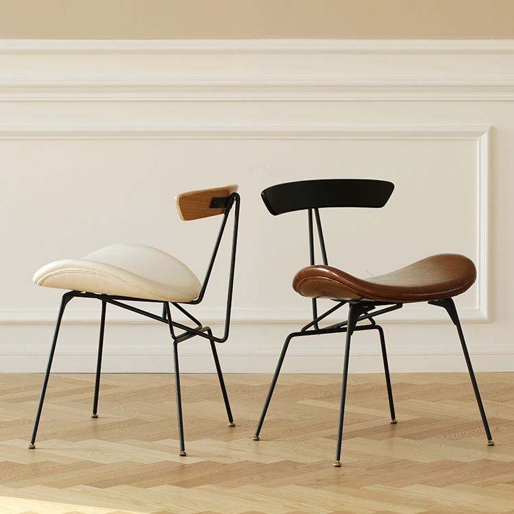 Silla lateral casera tapizada industrial con acabado mate, parte trasera abierta, sillas de comedor