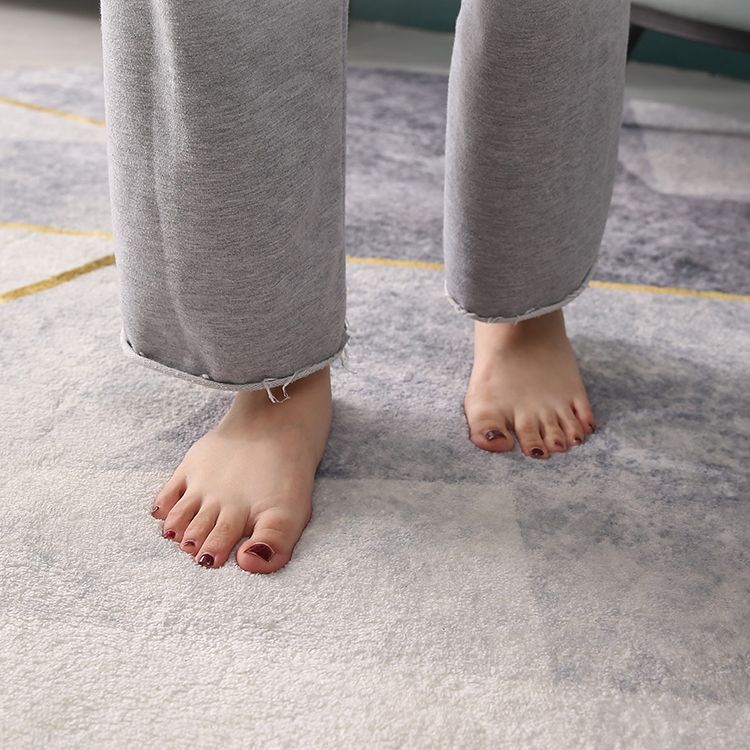 Beige Modern Area Rug Polyester Geometric Print Rug Anti-Slip Washable Rug for Living Room