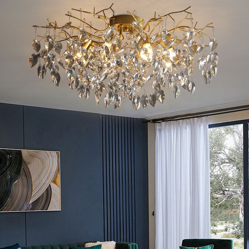 Modern Simple Crystal Ceiling Light Geometry Shape Ceiling Lamp for Bedroom