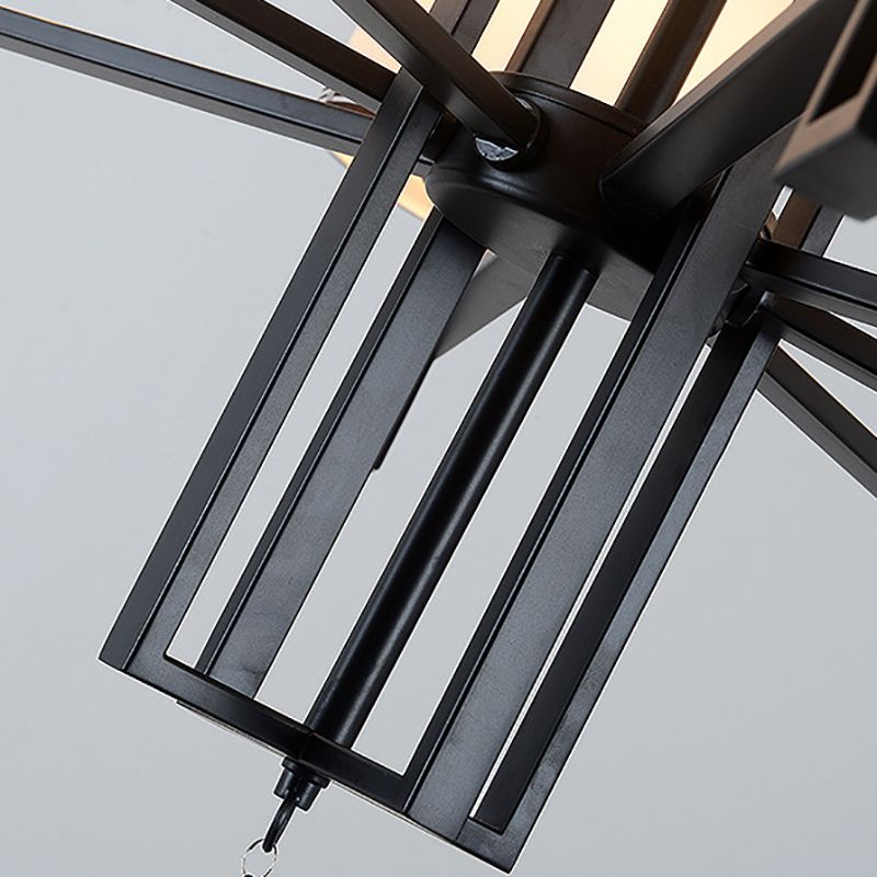 Lampe à suspension de tissu cylindrique Chandelier de salon hall rétro avec gland