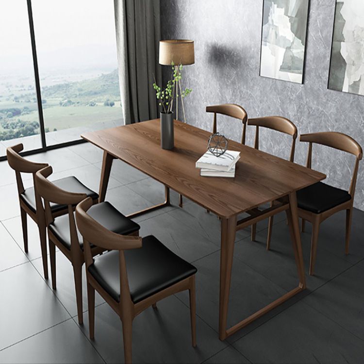 Pine Wood Dining Table Industrial Rectangle Table with Sled Base