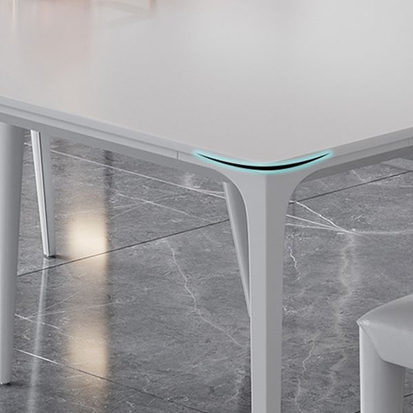 Table à manger standard de forme de rectangle simple blanc avec une base de 4 jambes avec une base de 4 jambes