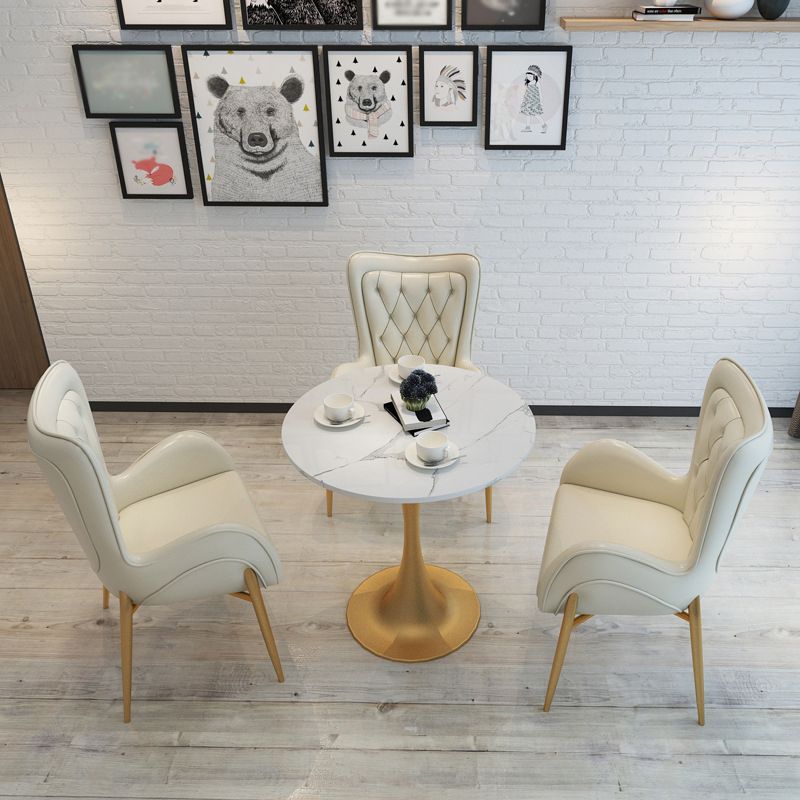 1/3/4/5 Pcs Metal Glam Dining Room Set with Round Table Dinette Set