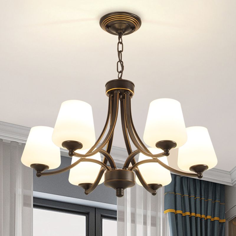 Cream Glass Bud Shade Chandelier Lighting Classic Dining Room Pendant Light Fixture