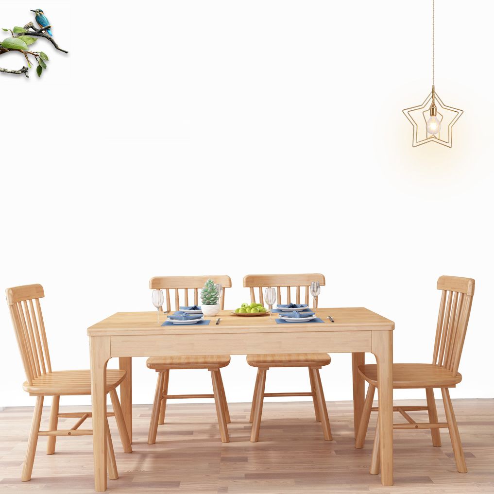 Ensemble de restauration standard marron minimaliste Ensemble de restauration en bois massif avec table de 4 jambes