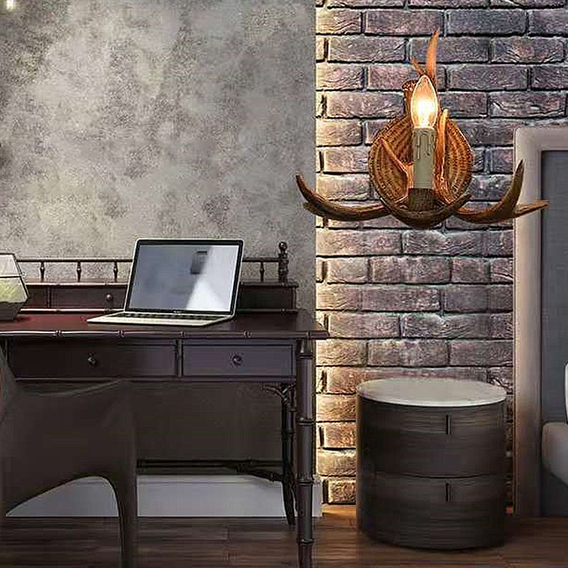 Rustic Single Candle Style Lighting Antique Wall Light for Restaurant