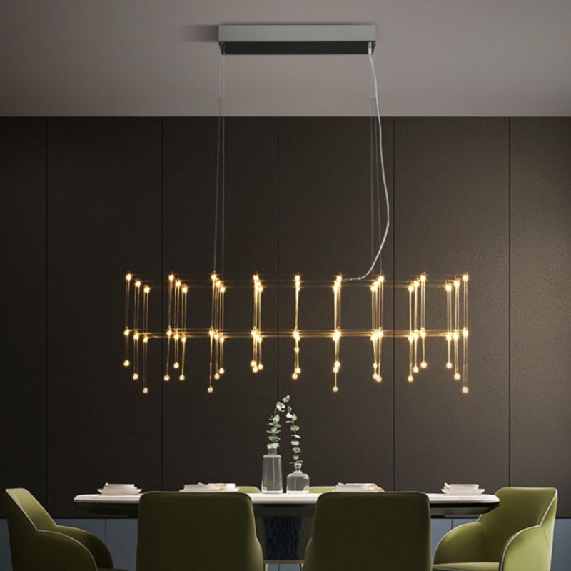 Nordic Style LED Hanging Lamp Rectangle Shape Island Light Fixture for Living Room