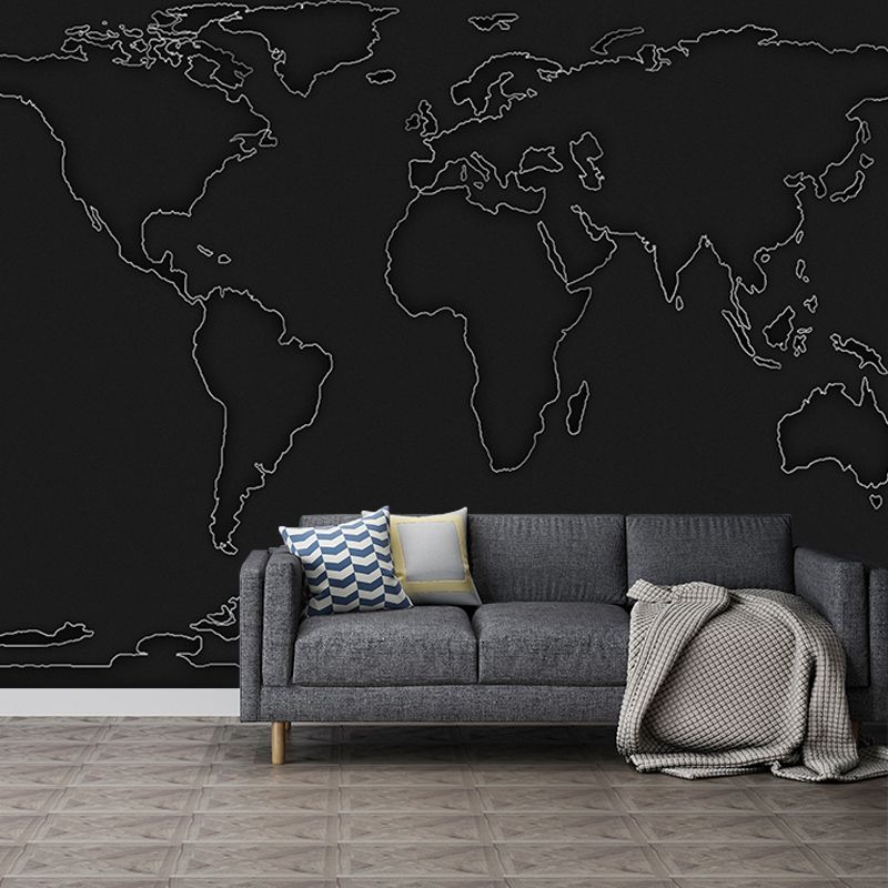 Map Illustration Mural Decal Eco-friendly Wallpaper for Meeting Room Bedroom