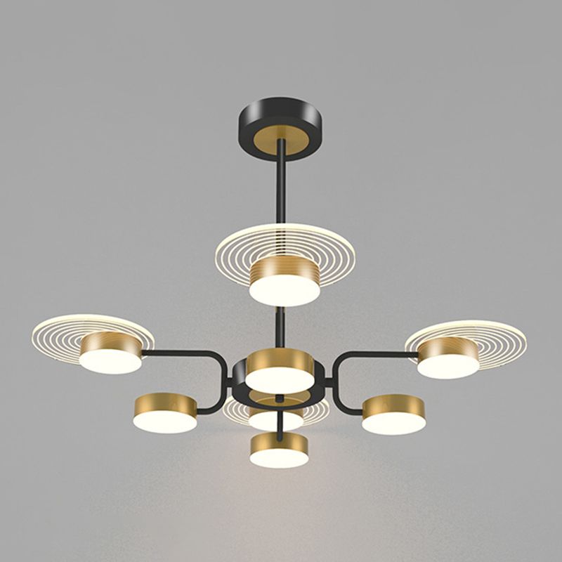 Bloemen woonkamer kroonluchter verlichting acryl minimalistische led hanger lamp in black-gold