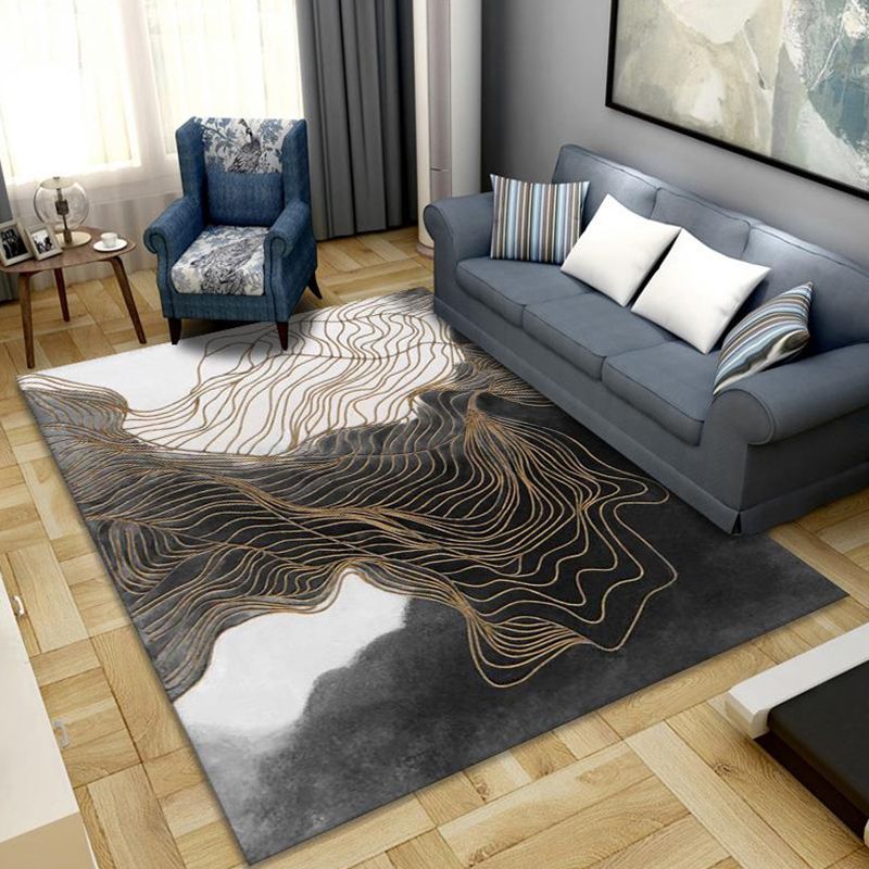 Funky Parlor Rug Multi-Colored Abstract Indoor Rug Polypropylene Easy Care Machine Washable Area Carpet