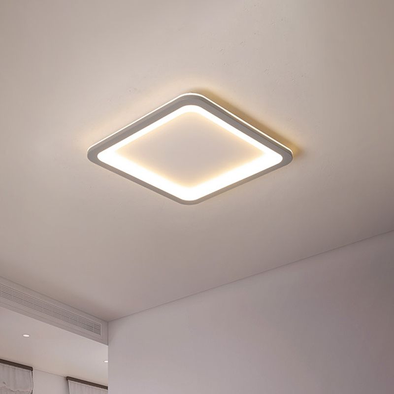 Extra Thin Square Bedroom Flush Mount Acrylic 14.5"/19"/23.5" W LED Nordic Flush Ceiling Lamp in Grey, Warm/White Light