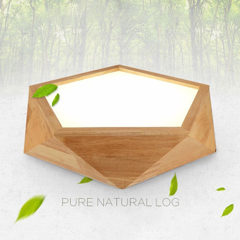 Plafonnier LED en acrylique de simplicité moderne, montage encastré géométrique en bois pour les espaces intérieurs