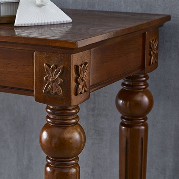 Brown Solid Wood Cocktail Bar Table Rectangle Footrest Indoor Bar/Dinette Table