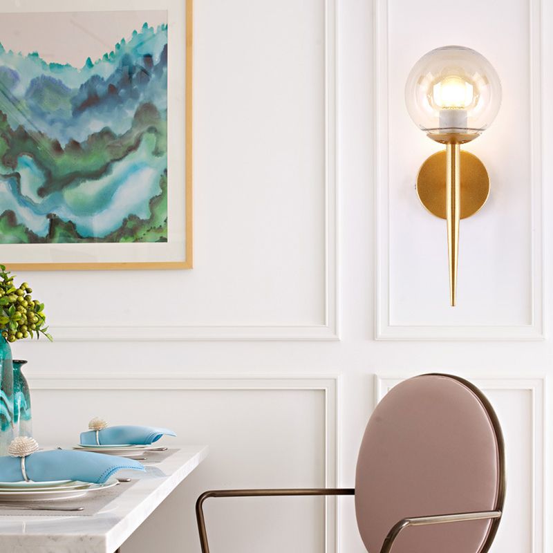 Industrial Style Ball Shape Wall Sconce Glass 1 Light Sconces for Hallway