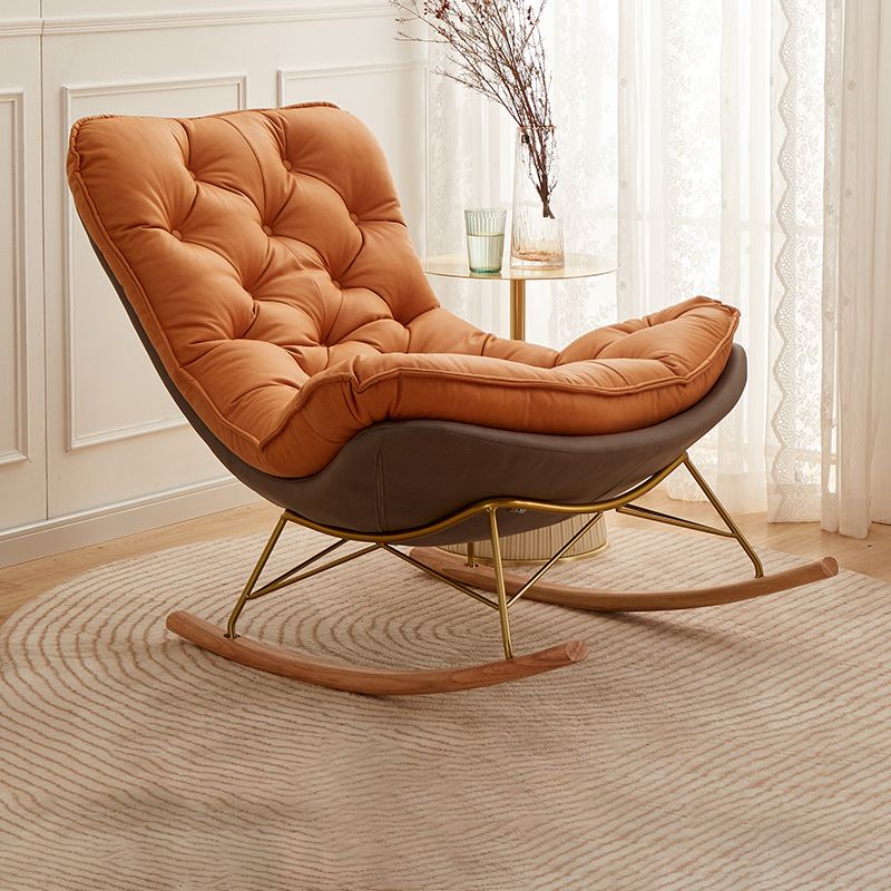 Glam Style Rocking Chair Upholstered Tufted Rocker Chair with Legs