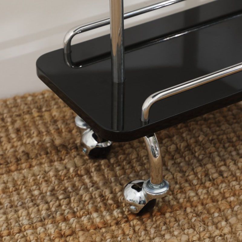 Rectangular Side Table with Wheel Base Mid-century Modern Style with Storage Shelf