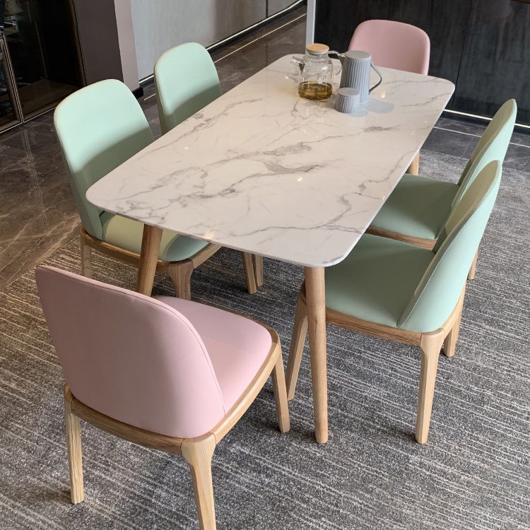Contemporary Rectangle Dining Table White Sintered Stone Dining Table with 4 Legs