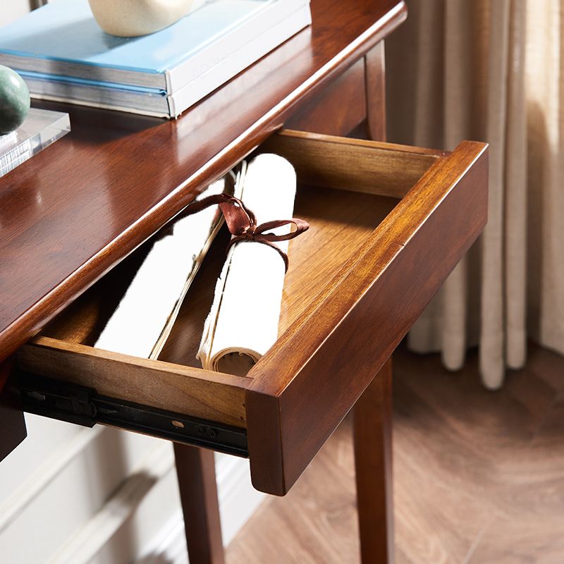 Rectangle 4 Legs Single Drawer Wood Console Table with Storage