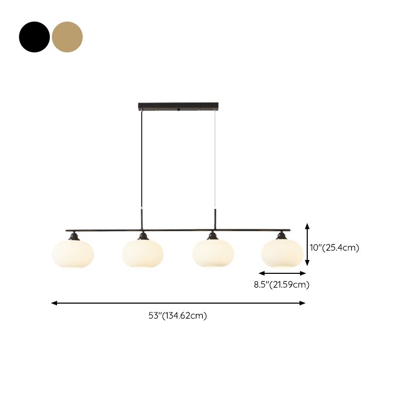 Modern Metal Pendant Light Persimmon Shape Island Light with Glass Shade for Living Room
