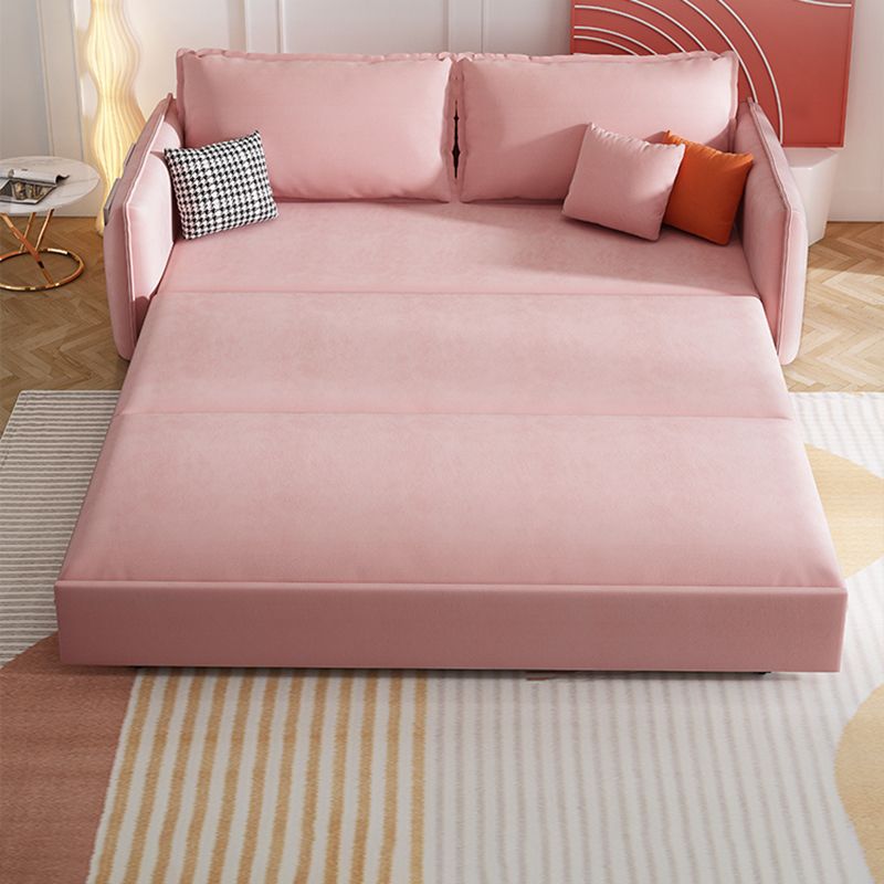 Glam Futon Sleeper Sofa Bed Living Room Convertible Sofas in Pink