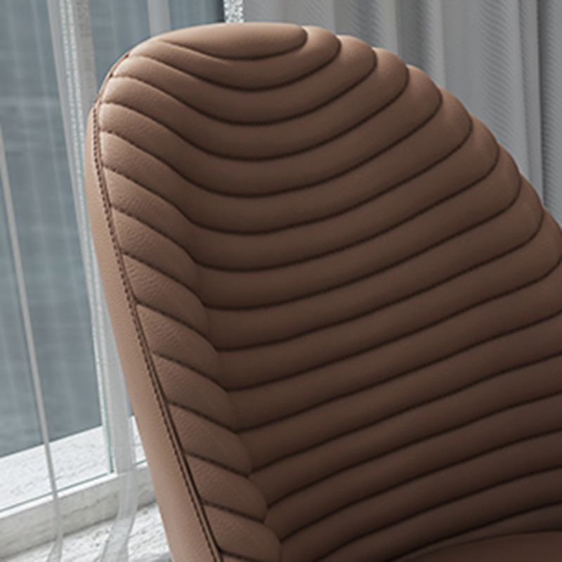 Glam Dining Room Side Chairs Faux Leather Metal Base Armless Chairs