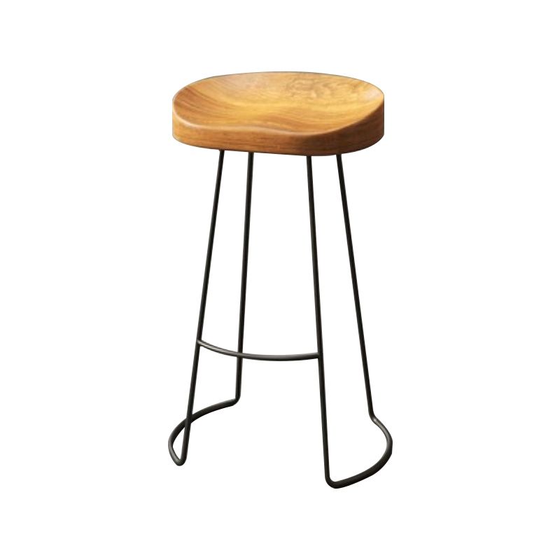 Coffee Shop Industrial Wood Barstool Metal Pedstal Bar Stool with Pedal