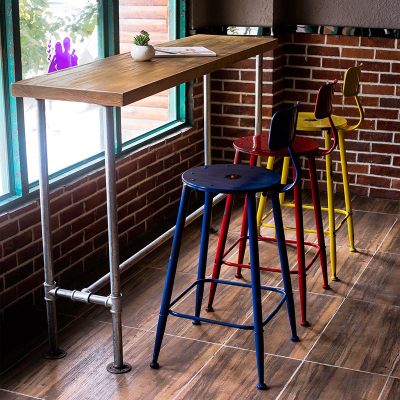 Industrial Pub Table Solid Wood Bar Height Rectangle Bar Table