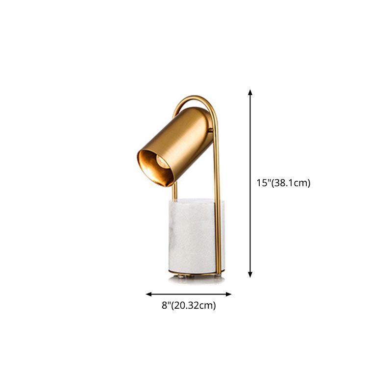 Gold Plated Cylindrical Table Light Post-modern 1 Head Metal Night Lamp with Marble Base