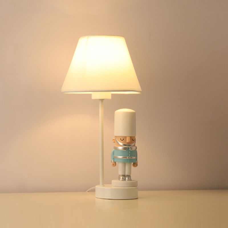 Soldier Bedside Nightstand Lamp Resin 1 Bulb Kids Style Table Lighting with Shade
