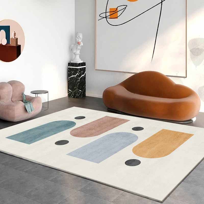 Leisure Polyester Carpet Contrast Panel Area Rug Non-Slip Backing Indoor Carpet for Living Room