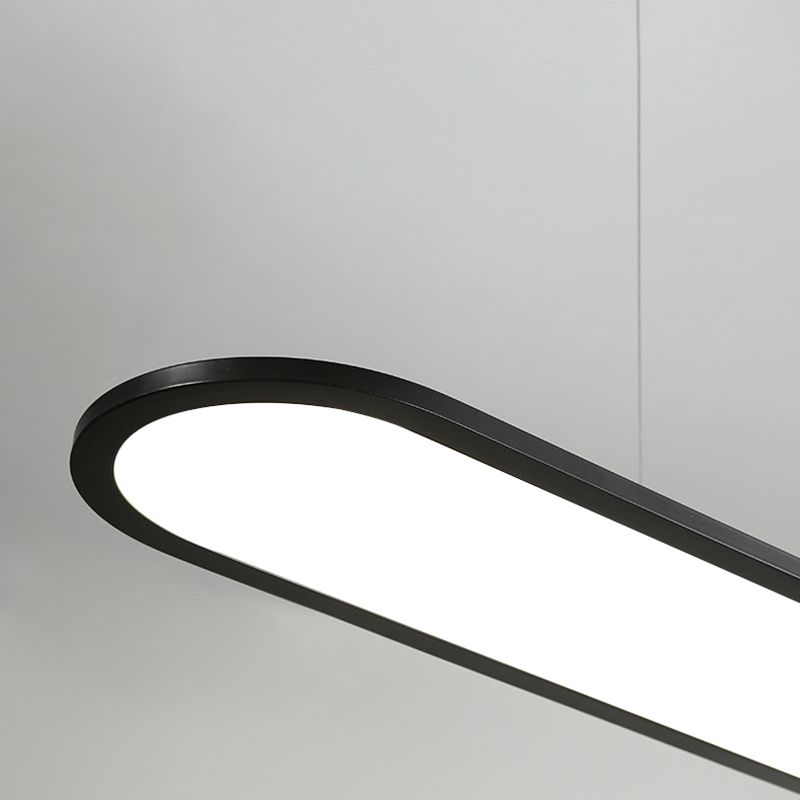 Modern Metal Pendant Light LED Hanging Light with Acrylic Shade in Black for Living Room