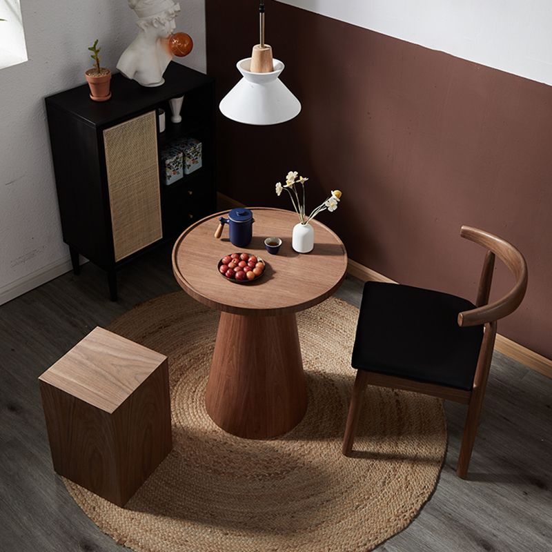 Modern Pedestal Wooden Coffee Table Set Round Top Shape Cocktail Table for Living Room
