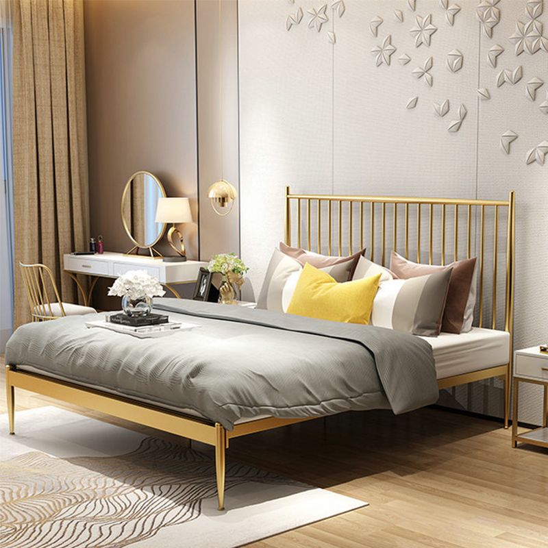 84.65 inch Wide Contemporary Slat Bed Metal Bed with Headboard