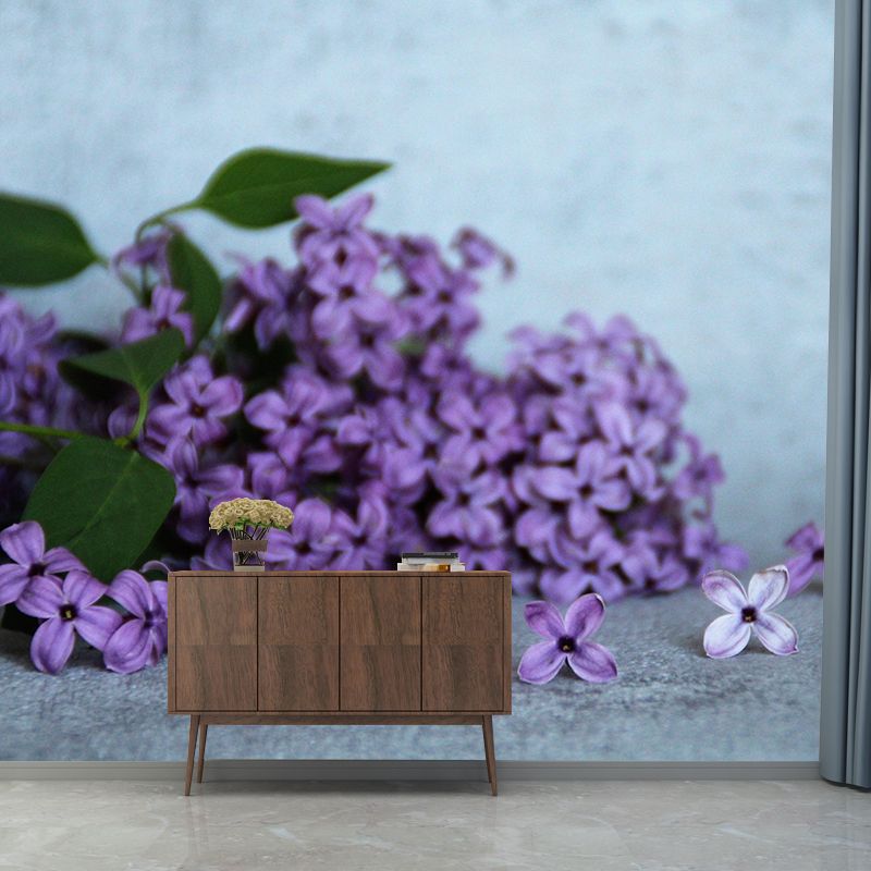 Customized Lilac Mural Wall Covering Eco-friendly Wallpaper for Bedroom