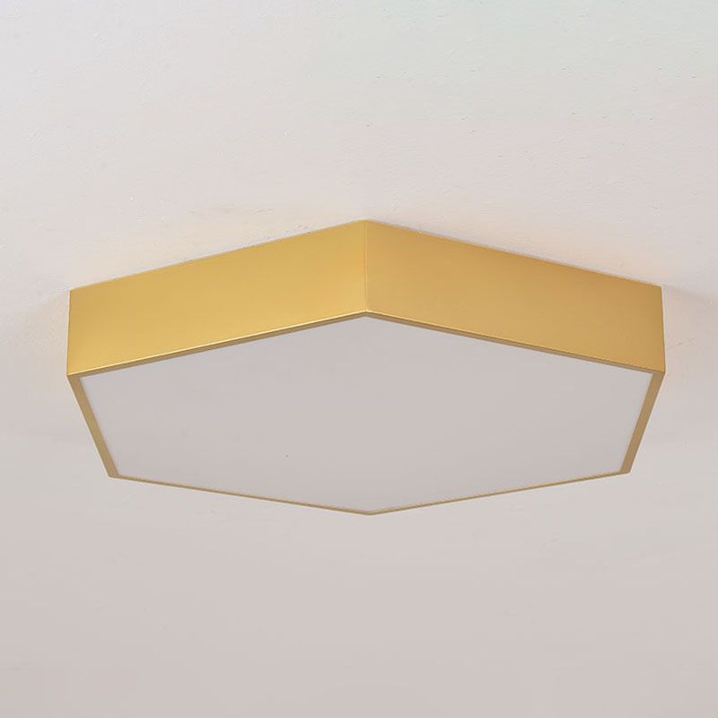 Nordic Hexagon Ceiling Light Metal LED Flush Mount Light in Gold for Office