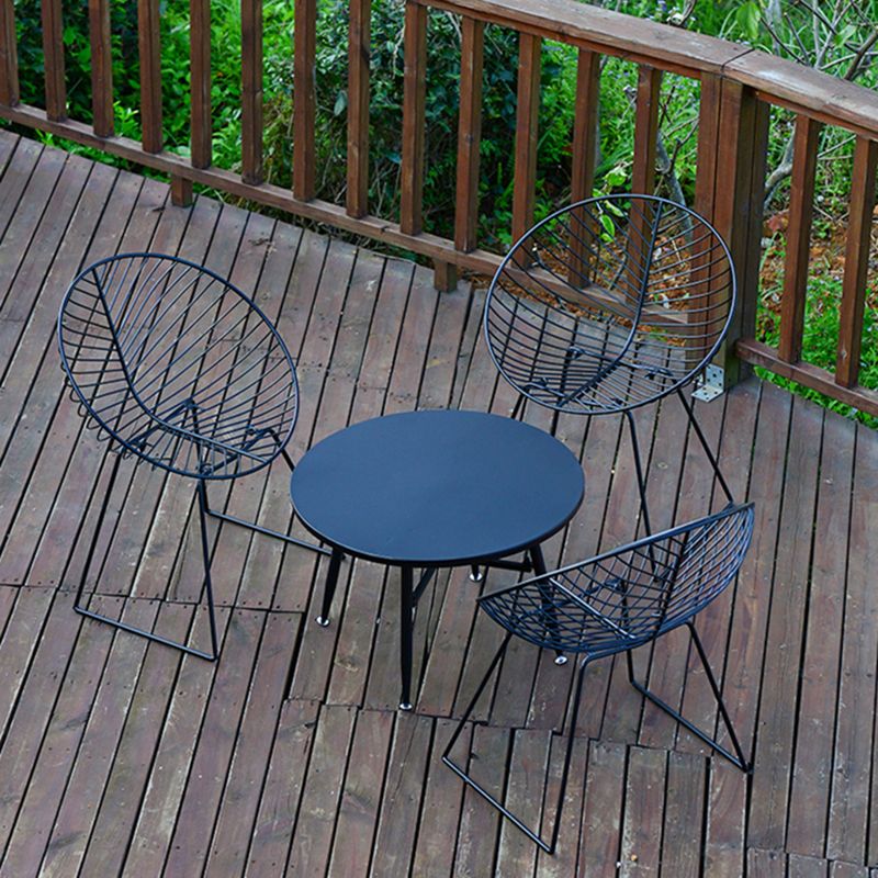 Contemporary Metal Dining Armchair Open Back Patio Dining Armchair