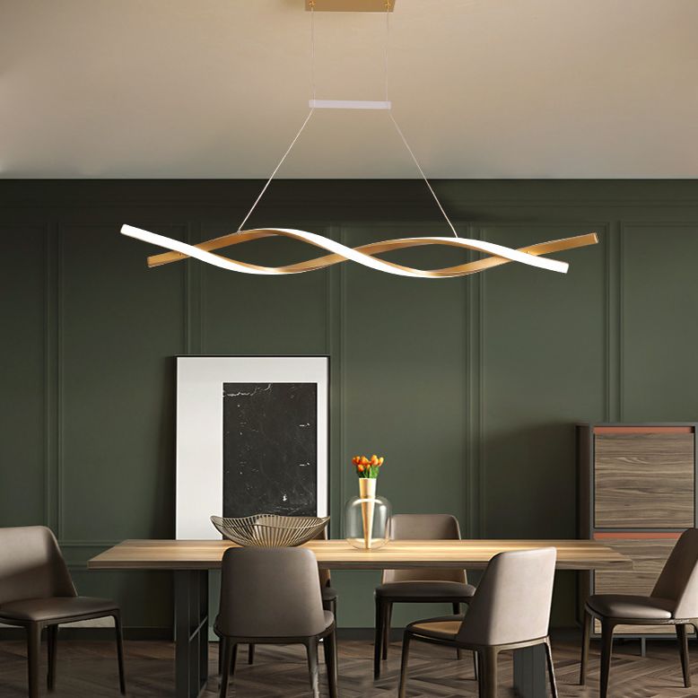 Minimalist LED Island Light Nordic Style Winding Lines Suspension Lighting Fixture for Kitchen Bar