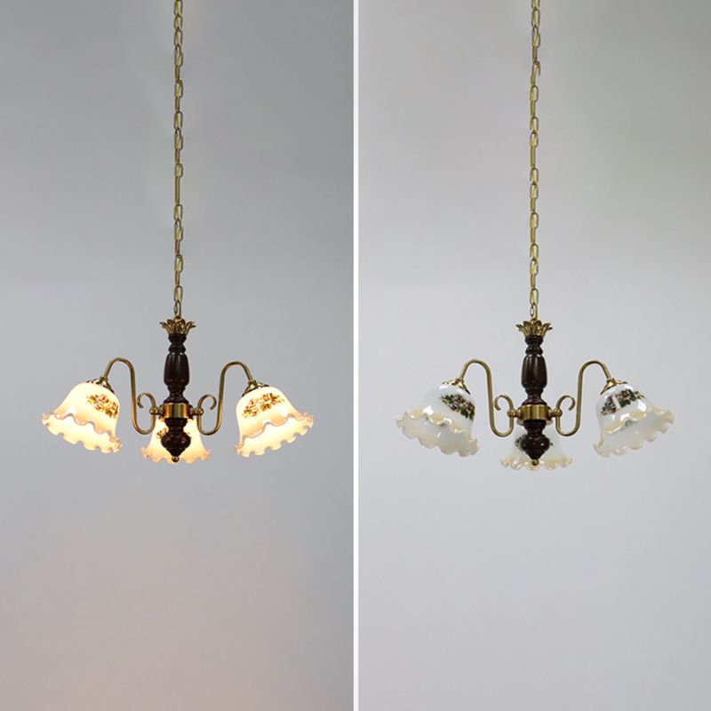 Lampe à lustre en or American Multi Light Hanging Light avec du bois pour le salon