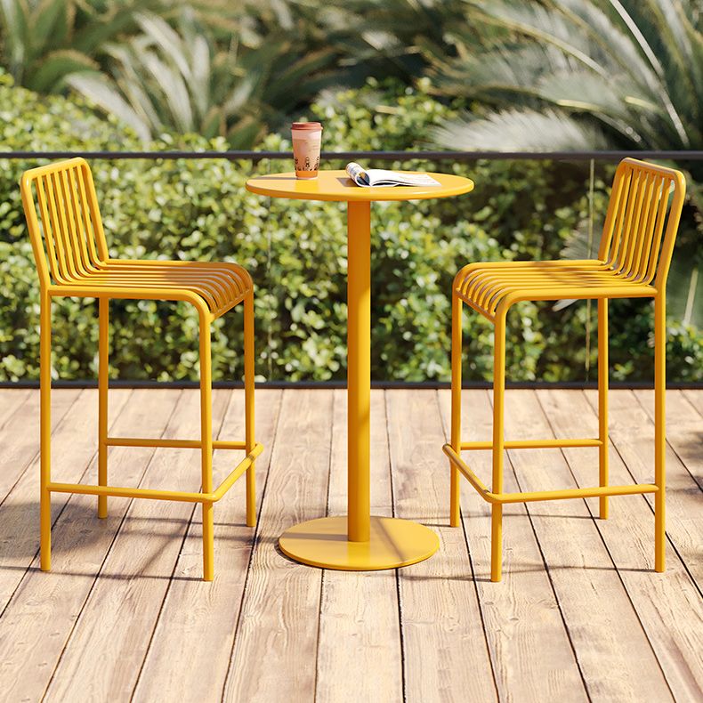 Modern Metal Round Dining Table Set 1/3/4 Pieces Counter Table Set for Outside