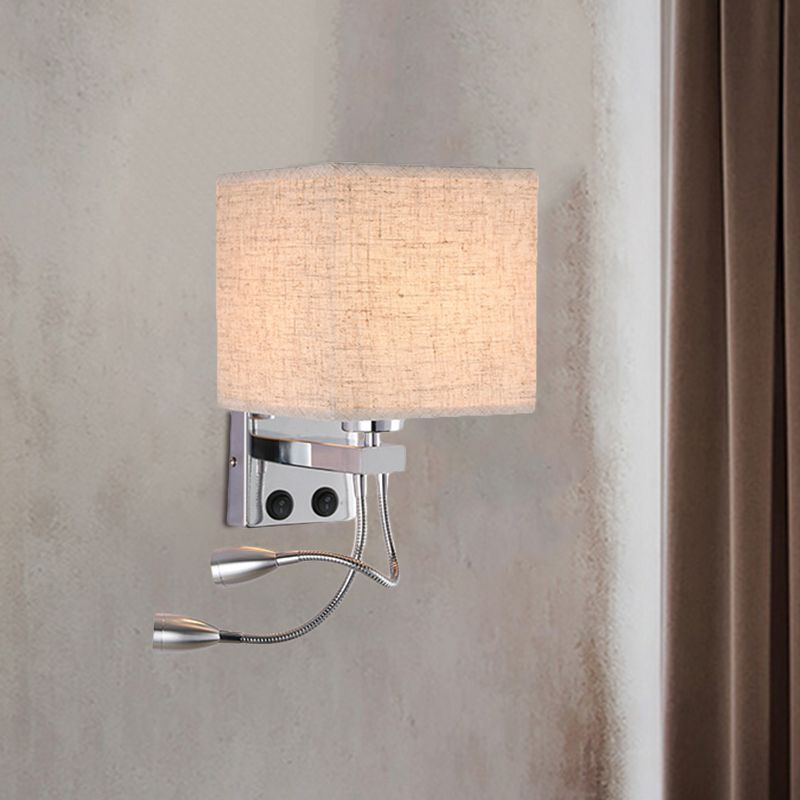 Luce di funce murale bianco/nero/nero/beige tessuto modernismo 1 luce da parete leggera