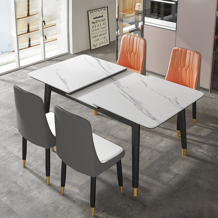 Dining Room Set Modern Style Sintered Stone Rectangular Dining Table with Trestle Base