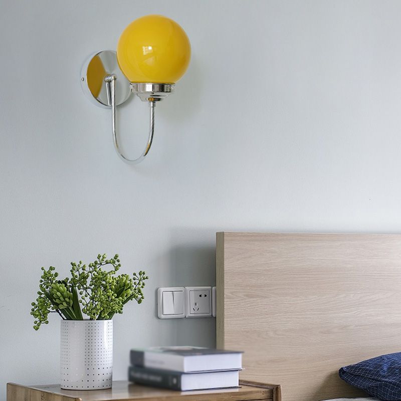 Nordic Wall Mount Light Modern Simple Round Glass Shade Wall Sconce Light Fixture for Living Room