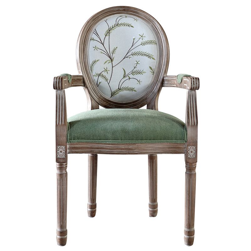 Country Style Dining Arm Chair King Louis Back Side Chair with 4 Wood Legs for Home Use