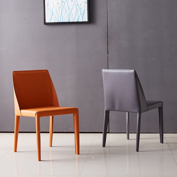 Minimalist Design Leather Dining Chair for Home Solid Back Chair