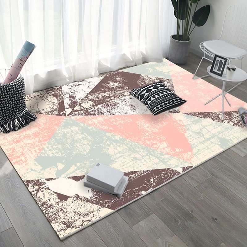Gray Modern Rug Polyester Irregular Line Rug Washable Rug for Home Decor