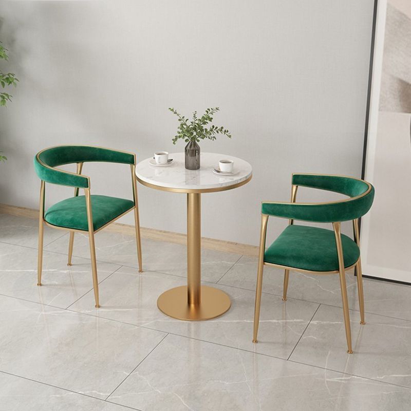 Glam Style Upholstered Dining Chair Open Back Dining Arm Chair